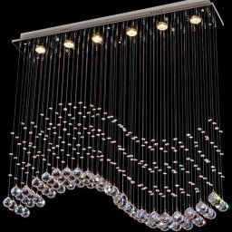Crystal Glass Wave Ceiling Lamp K9 Chandelier With Glass Bead For Home Decoration (6 WHITE LIGHT) Chandelier Ceiling Lamp-picture-10