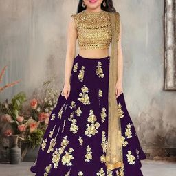 F Plus Fashion Girls Red Net Semi-Stitched Lehenga Choli-picture-26