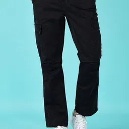 LIMEROAD Men Solid Regular Fit Mid-Rise Cargos Trousers-image-13