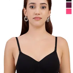 SELFCARE Women Pack of 3 Full Coverage Lightly Padded T-shirt Bra-picture-43