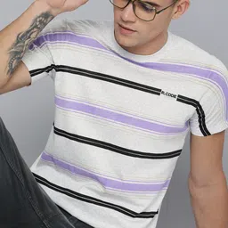 R.Code by The Roadster Life Co. Men Striped T-shirt-image-52