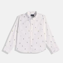 M&H Juniors Boys White Pure Cotton Printed Casual Shirt-image-92