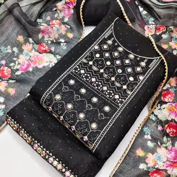 Riti Embroidered Mirror Work Unstitched Dress Material-image-77