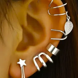 ISHKAARA Set Of 5 Silver-Plated Contemporary Ear Cuffs-48
