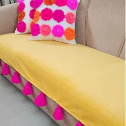 THROWPILLOW Yellow & White Solid Polyester 1 Piece Sofa Cover-picture-18