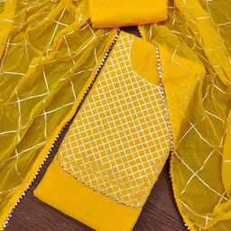 HERE&NOW Geometric Gotta Patti Chanderi Unstitched Dress Material-image-37