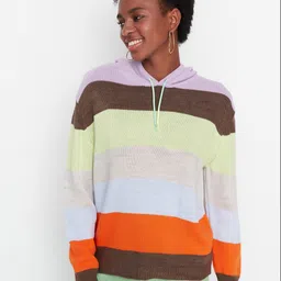 Trendyol Striped Acrylic Hooded Sweatshirt-image-21