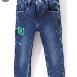 Ruff Denim Full Length Washed Jeans Text Printed- Blue-picture-6