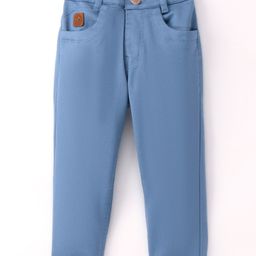 little kangaroos Little Kangaroo Cotton Full Length Trouser Solid Colour - Denim Blue-picture-15