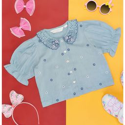 Akkriti by Pantaloons Half Sleeves Floral Embroidered Top - Blue-picture-22