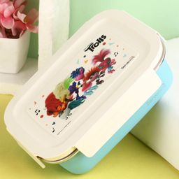 Servewell Bite Single Wall Lunch Box & Container Free  Trolls Print - White & Green-image-78