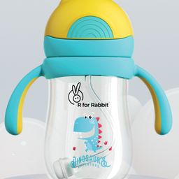 R for Rabbit Tritan  Straw Sipper Bottle with Dino Print  Yellow & Blue- 320 ml-18