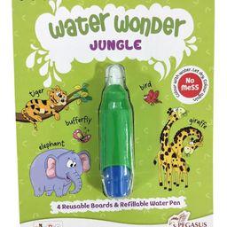 Reusable Magic Water Coloring Book For Kids, Mess-Free Art with Quick Dry Technology (Jungle Theme | 4 Reusable Coloring & Activity Boards | 1 Refillable Water Pen)-image-76