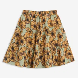 Chuppan Chupai Floral Printed Tiered Skirt - Green-picture-17