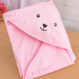 Simply Terry Knit Hooded Towel & Wrapper with Bear Embroidery L 80 x B 80 cm - Pink-picture-6