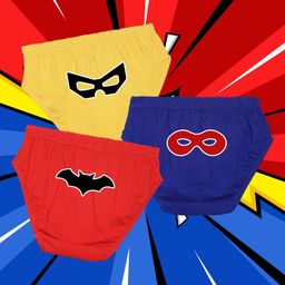 NUSYL Cotton Pack Of 3 Bat Printed Briefs - Yellow Royal Blue & Red-image-73