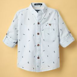Rikidoos Full Sleeves Leaves Printed Shirt - Light Blue-picture-32