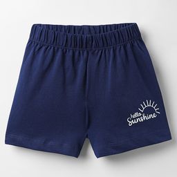 Kookie Kids Single Jersey Knit Mid Thigh Shorts With Hello Sunshine Print - Navy Blue-image-72
