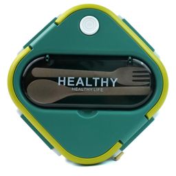 Little Surprise Box Rounded Square Stainless Steel Kids Lunch Box - Green-picture-8