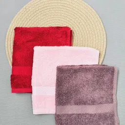 Triani Pink & Red 3Pieces 450 GSM Anti-Microbial Face Towels-31