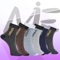 MJE Pack Of 6 Patterned Cotton Ankle Length Socks-picture-14