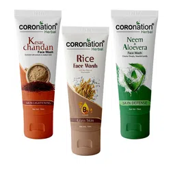 COROnation Herbal Set Of 3 Neem Rice & Chandan Face Wash - 75 ml Each-1