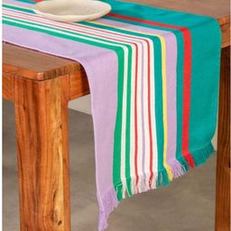 FREEDOM TREE Purple & Green Striped Recycled Cotton Table Runner-image-31