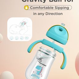 R for Rabbit Tritan  Straw Sipper Bottle with Dino Print  Yellow & Blue- 320 ml image 4