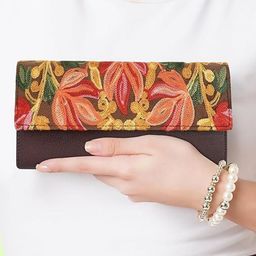EVEDA Women Floral Embroidered Envelope Wallet-36