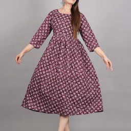 Twirl Tales Women Floral Printed Maternity Cotton Fit & Flare Midi Dress-image-79