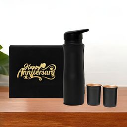 INTERNATIONAL GIFT Black Set of 3 Copper Solid Water Bottle-image-79