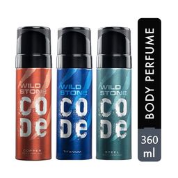 Wild stone Men Combo Code Copper, Steel and Titanium Body Perfume Spray - 120 ml each image 1