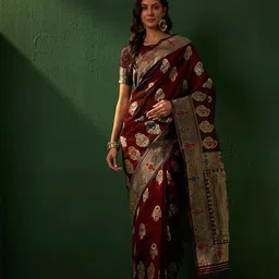 Suha Woven Design Zari Art Silk Ready to Wear Banarasi Saree-image-31