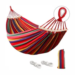 We3 Blue & Red Striped Hammock Swing With Carry bag & Straps-26