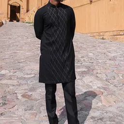 ABKASA Nevan Men Printed Kurta with Trousers-image-14