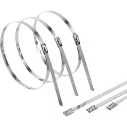 GENERIC 400 mm Stainless Steel Zip Locking Cable Ties Silver (Pack of 100 Pcs)-picture-31