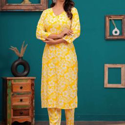 YUSRA Women Floral Printed Regular Kurta with Palazzos-14