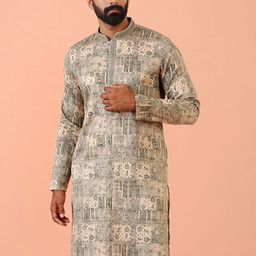 KISAH Men Abstract Regular Fit Foil Print Kurta image 1