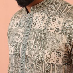 KISAH Men Abstract Regular Fit Foil Print Kurta image 3
