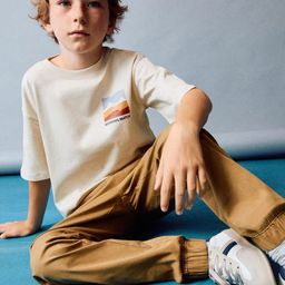 Mango Kids Boys Pure Cotton Drop-Shoulder Sleeves T-shirt-picture-31