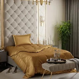 Stoa Paris Gold-Toned Solid 3 Piece Single Regular Bedding Set-image-55