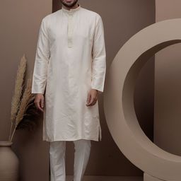 Dulha Ghar Men Textured Embroidered Kurta with Trousers-image-67