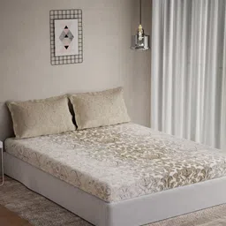 DDecor Omega Collection White Printed Cotton 144 TC Queen Bedsheet Set 2.24m x 2.74m-picture-48