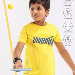 Pine Active  Skin Friendly & Breathable Half Sleeves T-shirt with HD Print - Yellow-image-98