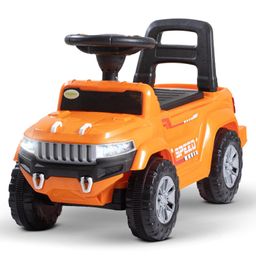 BAYBEE Speedy Manual Baby Ride On Car for Kids, Push Ride On Toy Jeep with Music & Led Light, Toddlers Push Ride Kids Car with Backrest, Under Seat Storage to Steering Wheel - Orange-24