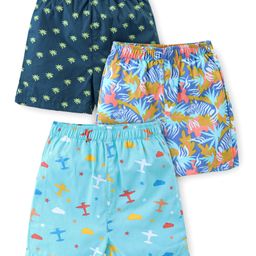 Babyhug Cotton Boxers Trees & Aeroplane Print Pack of 3 - Multicolour-image-59