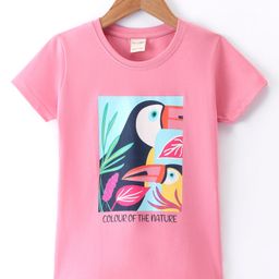 Cucumber Sinker Half Sleeves T-Shirt Toucan Print - Peach-24