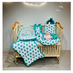 Fareto Complete Premium Bedding Set essentials Combo For Baby   - Aqua Green elephant-image-39