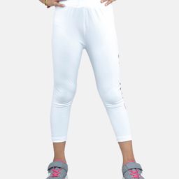 Kiddopanti Savage Text Printed Capri Leggings - White-image-3