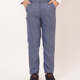One Friday Herringbone Texture Trousers - Blue-image-77